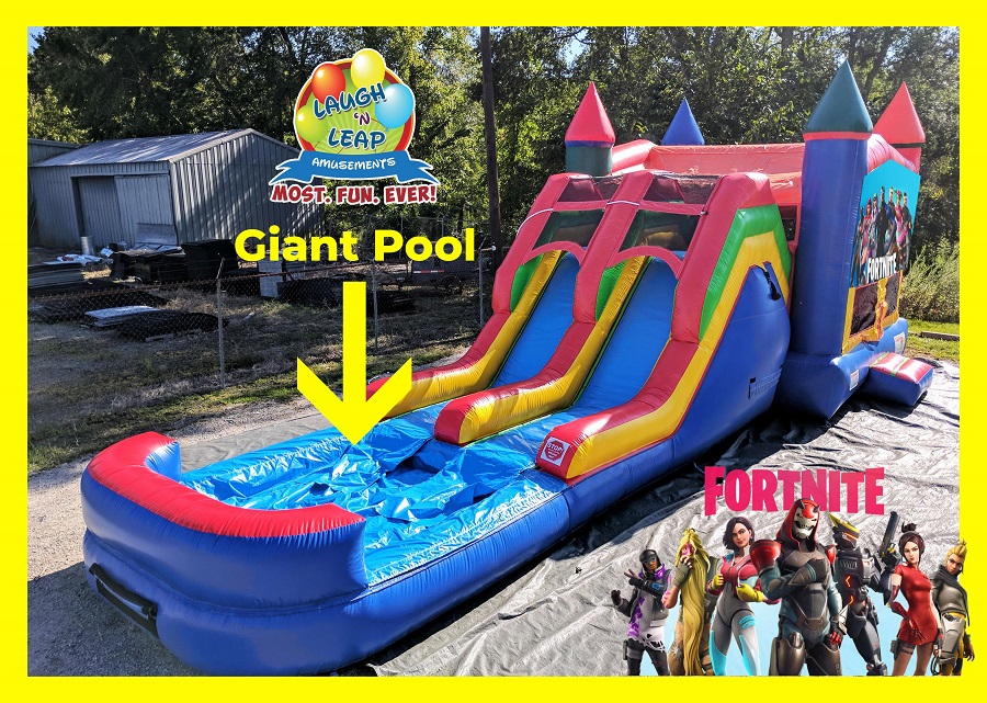 Fortnite Water Trampoline Fortnite Bounce House Rental Fornite Water Slide Laugh N Leap