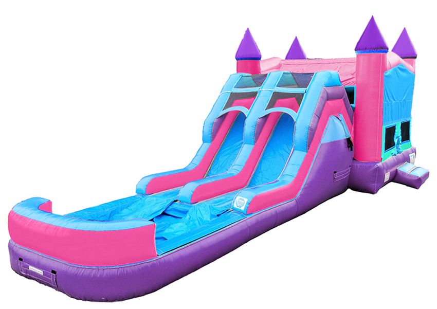 Pink & Purple Bounce House w/Water Slide