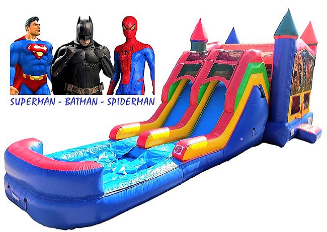 Superheroes Bounce & Double Slide Combo : Superman-Batman-Spiderman