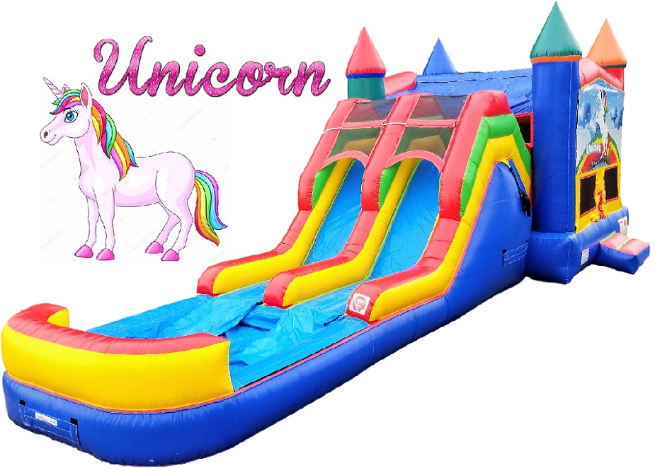 Unicorn Bounce House & Double Slide Combo