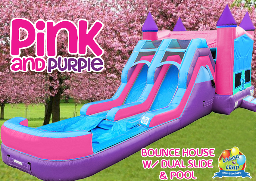 Pink & Purple Bounce House w/Water Slide